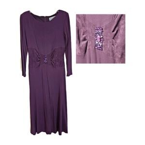 Jessica Howard Women's Beaded Embellished Gown Purple Dress Size 10 Formal NWT